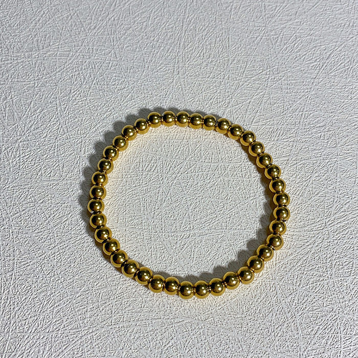 Simple Style Geometric Stainless Steel Beaded Plating Bracelets