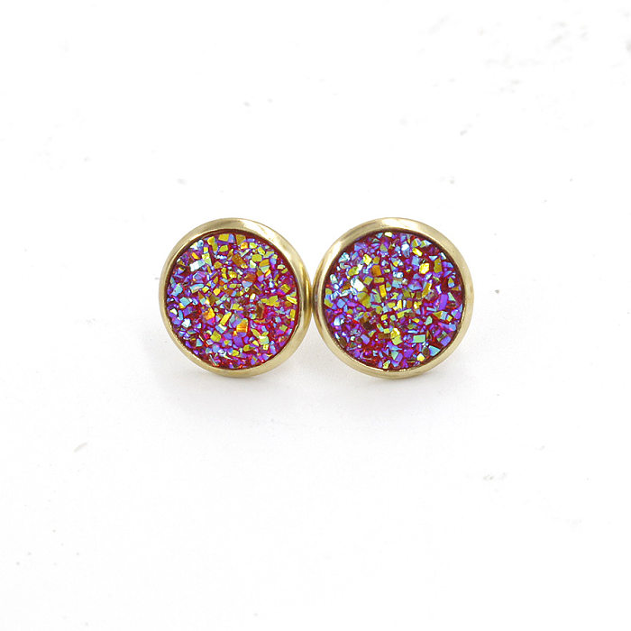 1 Pair IG Style Simple Style Round Plating Stainless Steel  Gold Plated Ear Studs