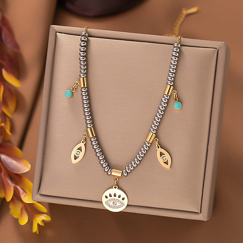 Streetwear Devil'S Eye Flower Stainless Steel Plating Pendant Necklace