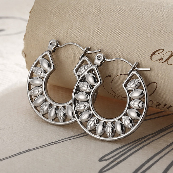 Fashion C Shape Stainless Steel  Plating Earrings 1 Pair