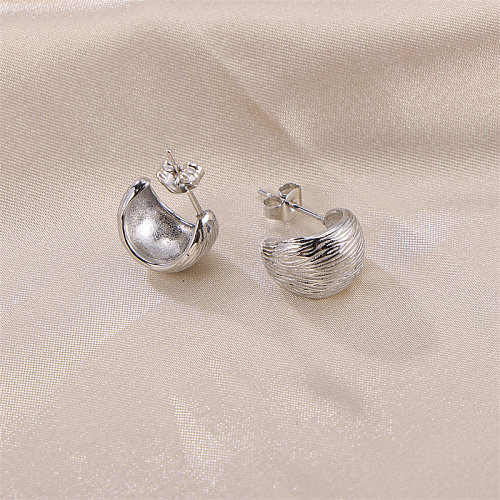 1 Pair Simple Style Solid Color C Shape Stainless Steel  Ear Studs