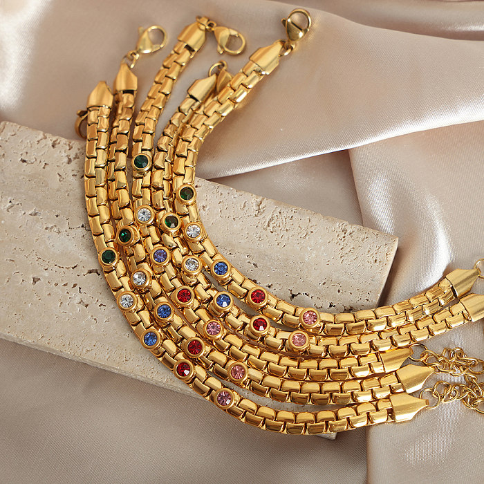 Bracelets plaqués or 18 carats en acier titane géométrique doux de style français, vente en gros