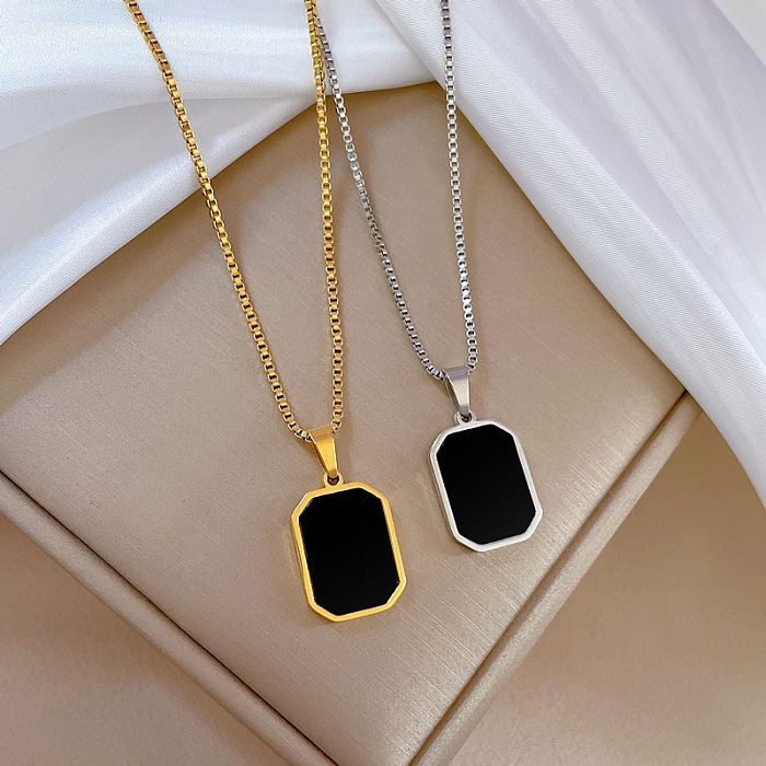 Wholesale Simple Style Square Stainless Steel Pendant Necklace