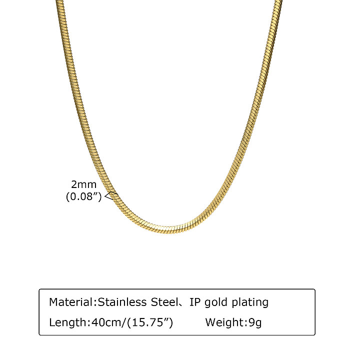 Classic Style Solid Color Stainless Steel  Plating 18K Gold Plated Necklace