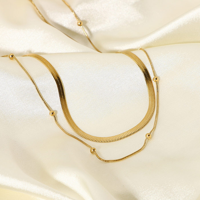 Collar chapado en oro de 18 quilates con revestimiento de acero inoxidable de color sólido estilo vintage casual