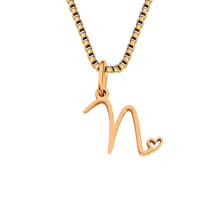 Simple Style Letter Stainless Steel  Plating Gold Plated Pendant Necklace