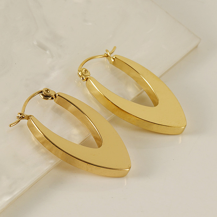 1 Pair Retro Simple Style U Shape Stainless Steel  Plating 18K Gold Plated Hoop Earrings