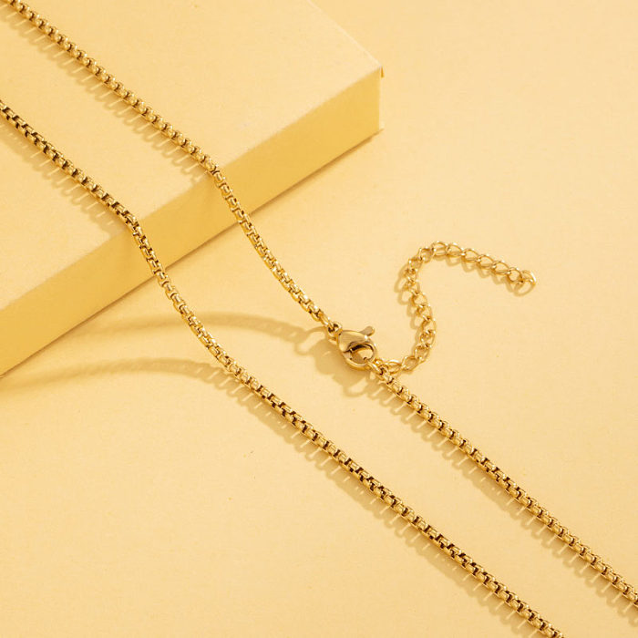 Simple Style Solid Color Stainless Steel  Plating 18K Gold Plated Necklace