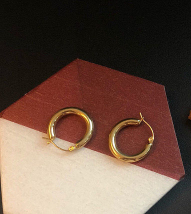 Boucles d'oreilles en acier inoxydable E106, or 18K, simplicité française, anneau d'oreille, personnalité, Design en métal, sens, grand cercle pour femme