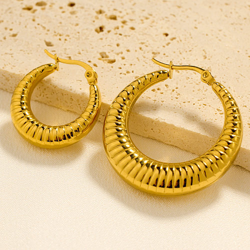 1 Pair Retro Geometric Plating Stainless Steel 18K Gold Plated Earrings