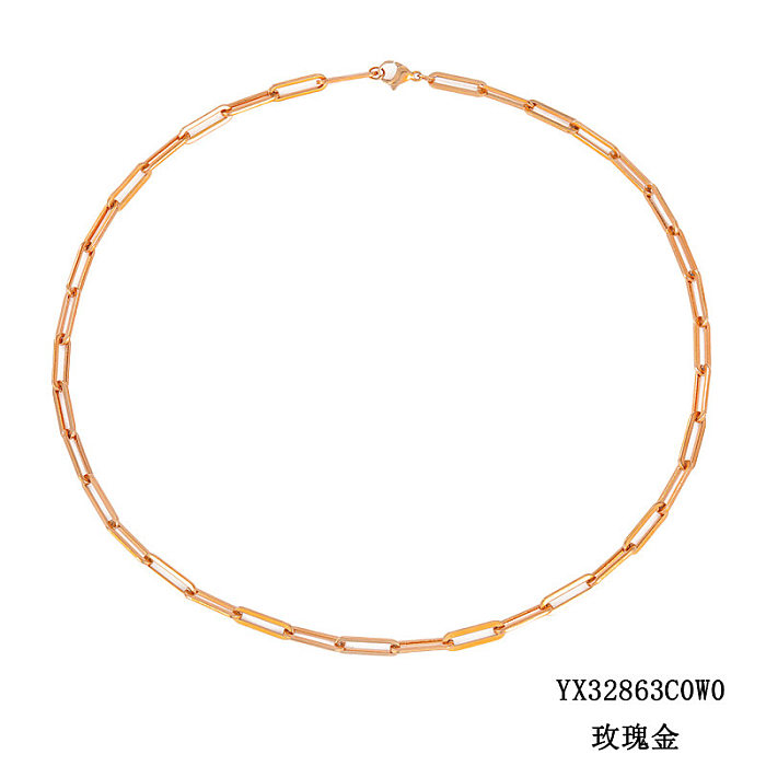 Collar de cadena de clavícula chapado en oro con cadena de acero inoxidable 316L de moda para mujer