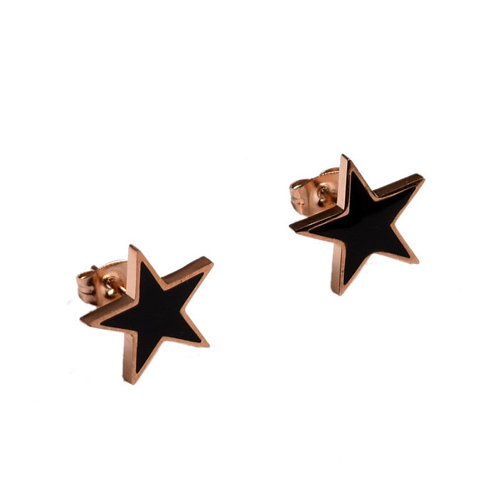 Fashion Star Stainless Steel Inlay Rhinestones Drop Earrings Ear Studs 1 Pair
