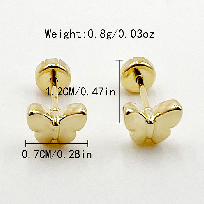 1 Paar Ohrstecker im schlichten Stil mit Lippen, Blumen- und Schmetterlingsmotiv, Emaille-Beschichtung, Edelstahl, vergoldet