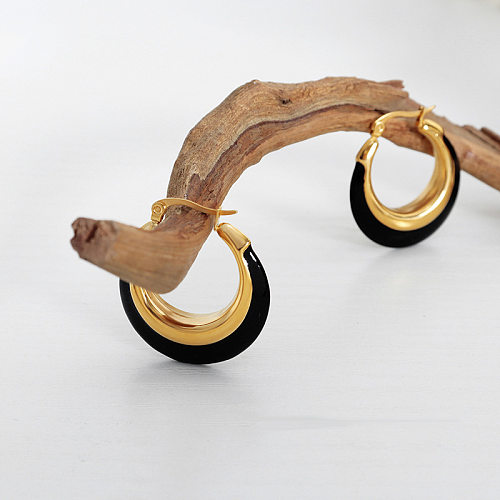 1 Paar elegante Damen-Ohrringe aus Emaille in U-Form aus Edelstahl
