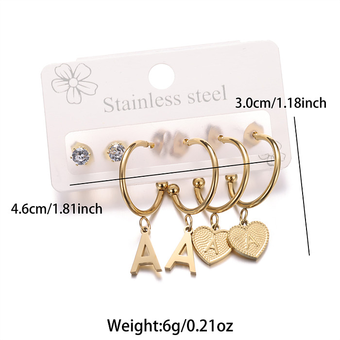 1 Pair Simple Style Heart Shape Polishing Epoxy Plating Stainless Steel  18K Gold Plated Drop Earrings