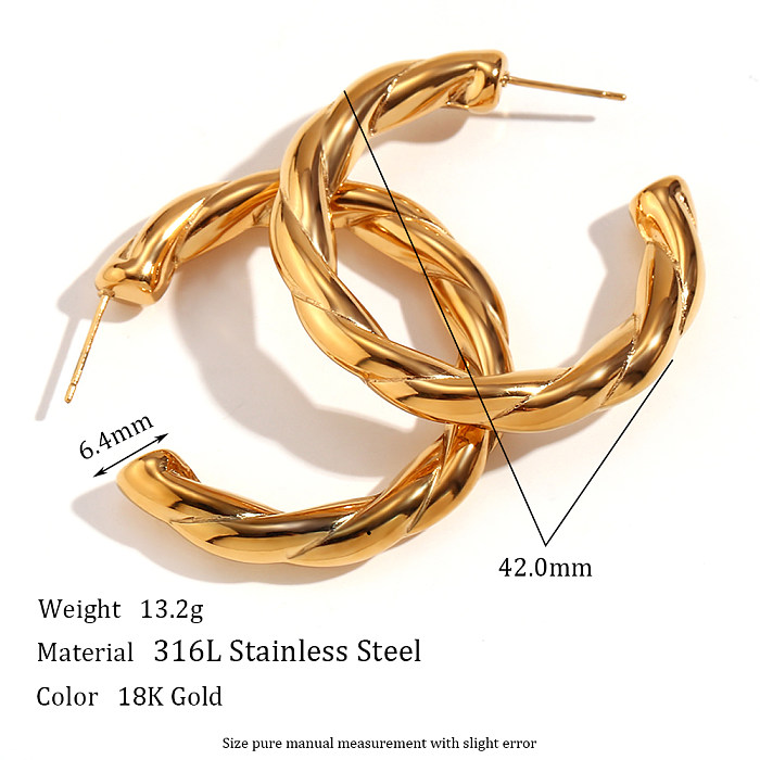 1 Pair Basic Simple Style Classic Style Geometric Solid Color Plating Stainless Steel  18K Gold Plated Earrings