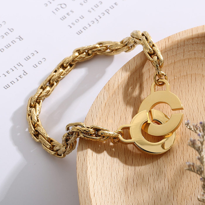 New Fashion Jewelry Golden Geometric Chain Stainless Steel Bracelet