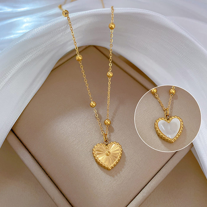 Collier pendentif en forme de cœur pour femme, plaqué acier inoxydable, 1 pièce