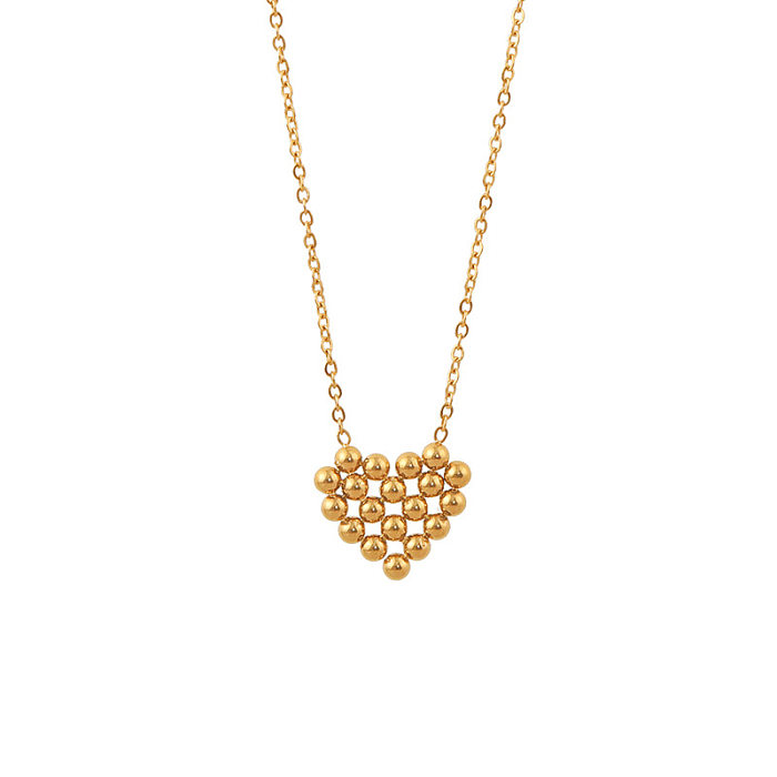 Elegant Heart Shape Stainless Steel Plating 18K Gold Plated Pendant Necklace