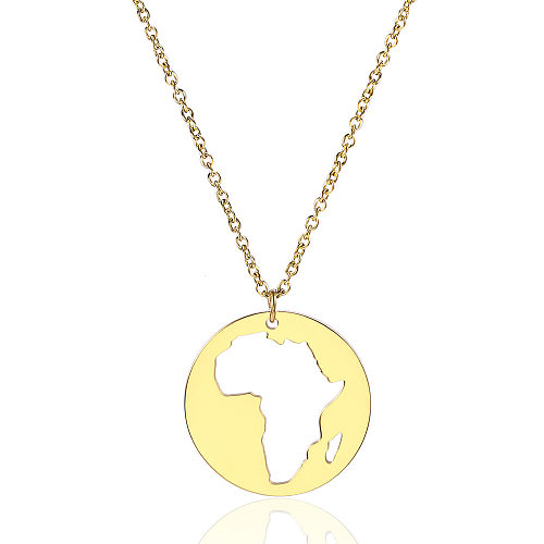 Fashion Map Stainless Steel Plating Pendant Necklace 1 Piece