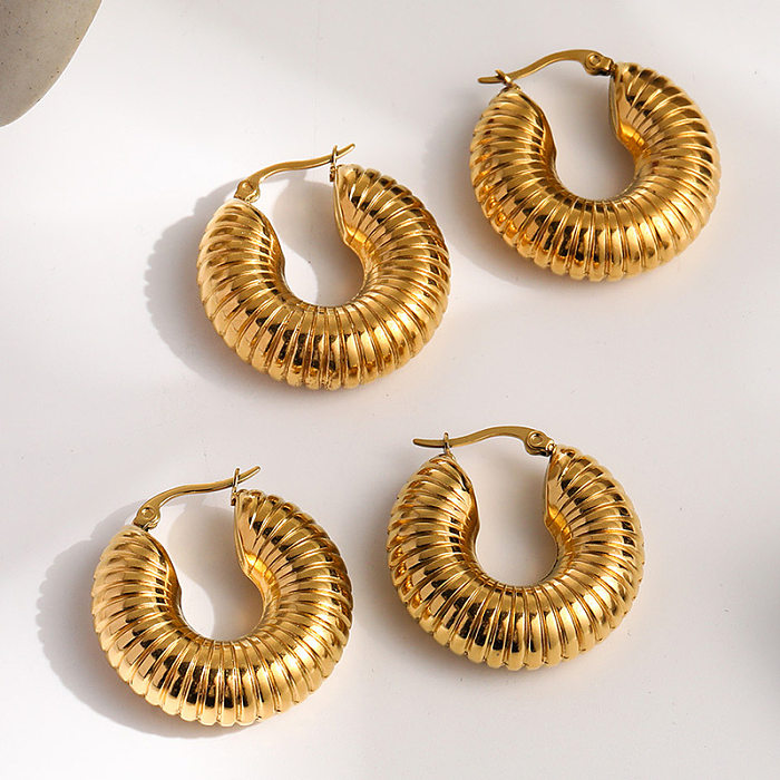 1 Pair Casual Simple Style Solid Color Plating Stainless Steel  Stainless Steel 18K Gold Plated Earrings