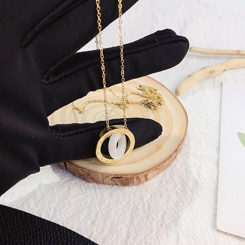 Elegant Round Stainless Steel Plating Pendant Necklace