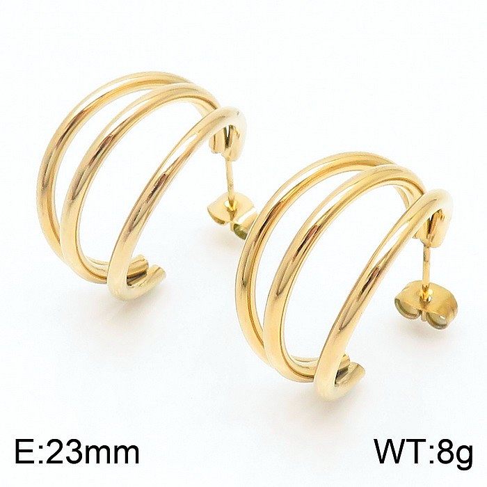 1 Pair Bridal Shiny C Shape Plating Stainless Steel  18K Gold Plated Ear Studs