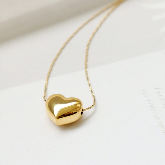 Sweet Simple Style Heart Shape Stainless Steel Plating Necklace