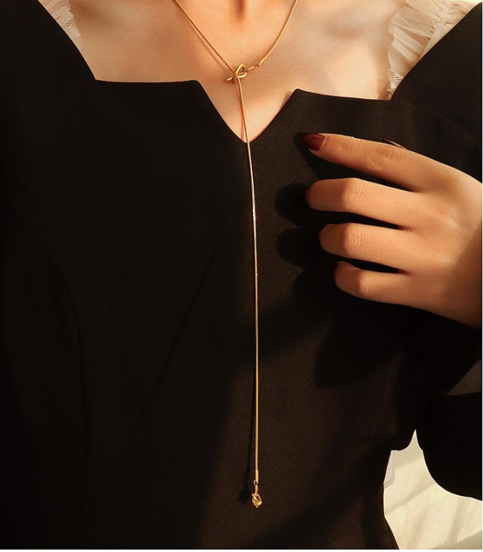 Retro-Halskette aus einfarbigem Edelstahl mit Goldeinlage, 1 Stück