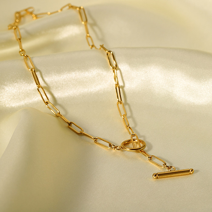 Nordic Style Basic Classic Style Geometric Stainless Steel  Plating 18K Gold Plated Necklace