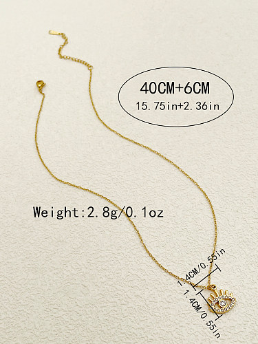 Ethnic Style Eye Stainless Steel  Polishing Plating Inlay Zircon Gold Plated Pendant Necklace