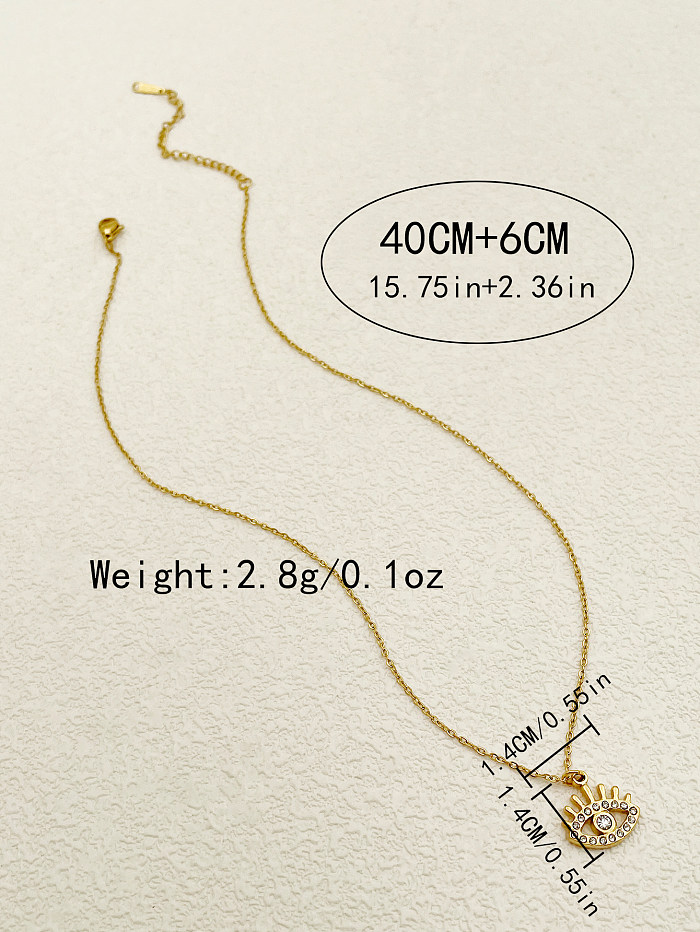 Halskette mit Anhänger im Ethno-Stil, Edelstahl, poliert, mit Inlay, Zirkon, vergoldet