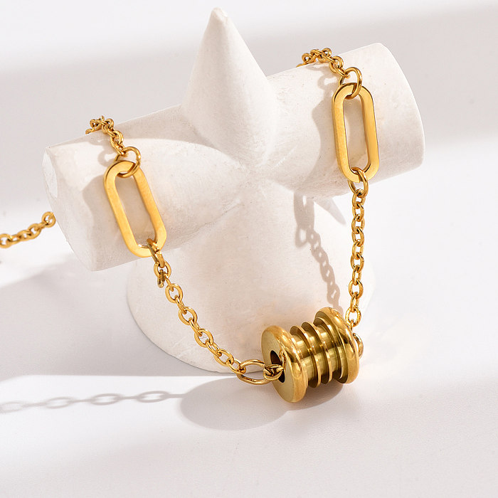 Bracelets plaqués or 14 carats, Style Simple et élégant, couleur unie géométrique, placage de polissage en acier inoxydable