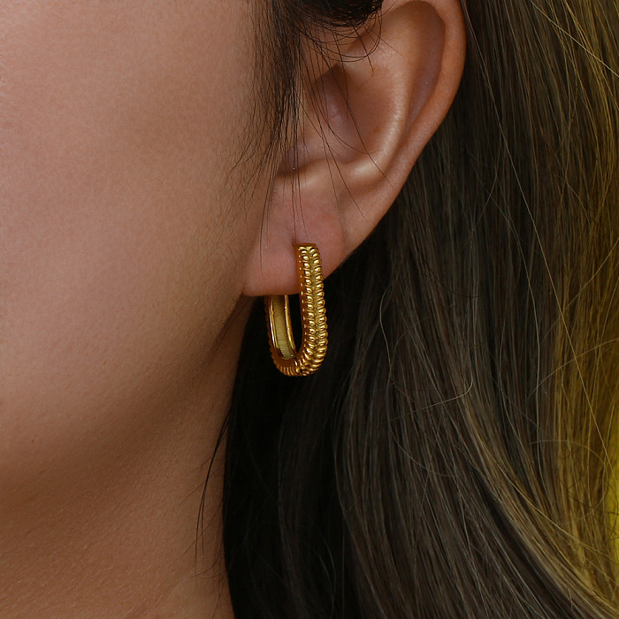 Boucles d'oreilles géométriques en acier inoxydable à la mode, plaquées or, boucles d'oreilles en acier inoxydable