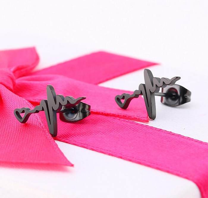 Fashion Electrocardiogram Stainless Steel  Ear Studs 1 Pair