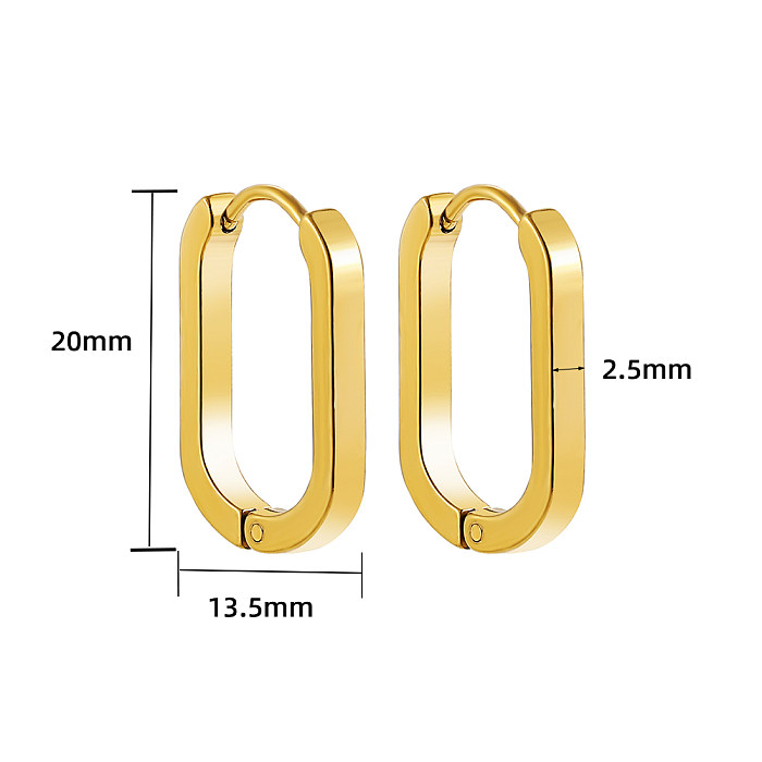 Schlichter Stil, ovale Edelstahl-Ohrringe, vergoldete Edelstahl-Ohrringe, 1 Paar