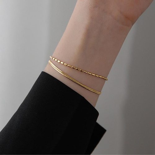 Koreanische einfache Mode Titan Stahl Armband Doppelschicht Armband Großhandel