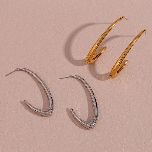 Goujons d'oreille des femmes plaqués par or 18K d'acier inoxydable de couleur unie de style simple