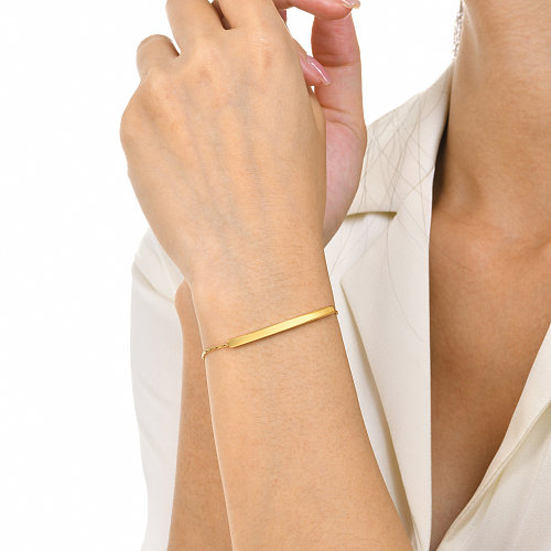 Basic Solid Color Stainless Steel Gold Plated Bracelets