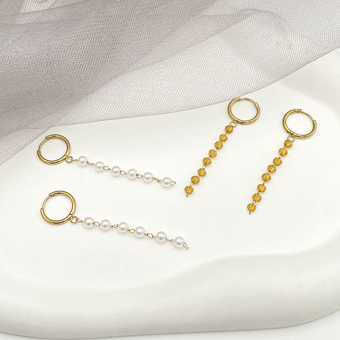 1 Pair Simple Style Streetwear Geometric Plating Stainless Steel  Gold Plated Drop Earrings