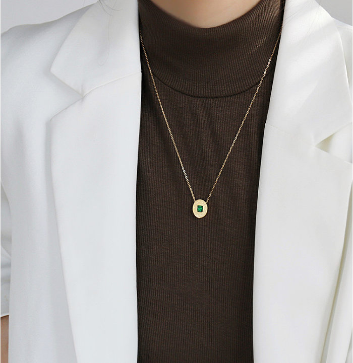 IG-Stil runde Halskette mit künstlichen Edelsteinen aus Edelstahl in großen Mengen
