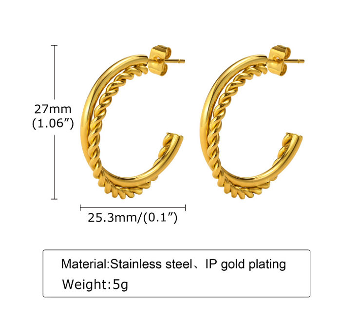 1 Pair Simple Style Classic Style Twist Plating Stainless Steel Ear Studs
