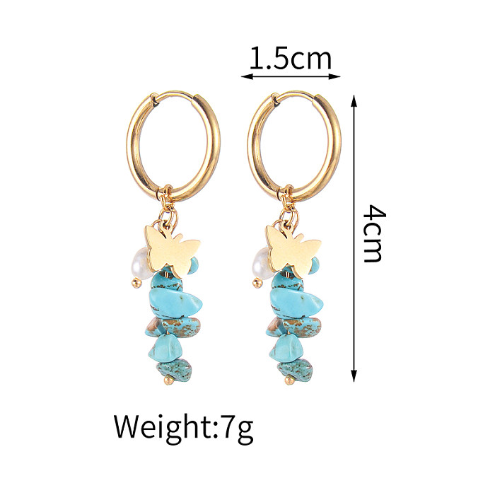 Fashion Flower Butterfly Stainless Steel  Earrings No Inlaid Stainless Steel  Earrings