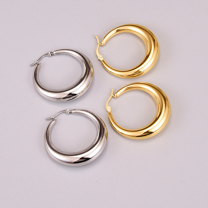 Simple Style Circle Stainless Steel Earrings Gold Plated Stainless Steel  Earrings