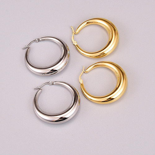 Brincos de aço inoxidável de círculo de estilo simples Brincos de aço inoxidável banhados a ouro