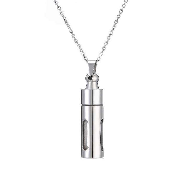 Retro Streetwear Perfume Bottle Stainless Steel  Glass Plating Pendant Necklace