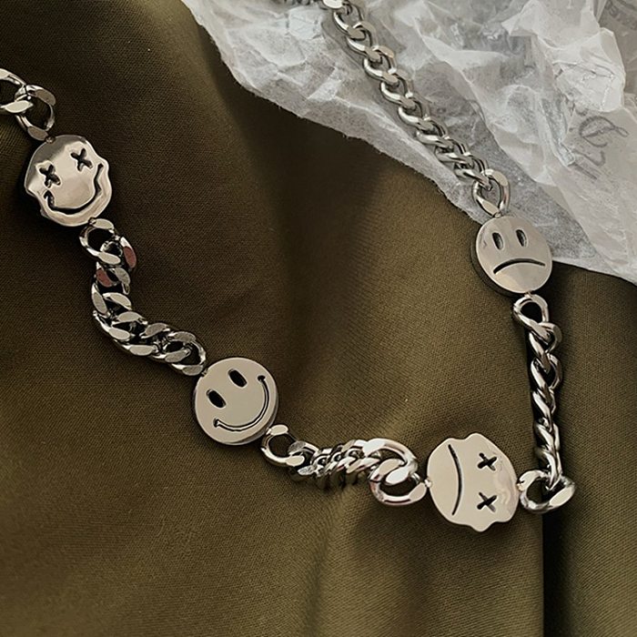1 Piece Retro Smiley Face Stainless Steel Plating Necklace