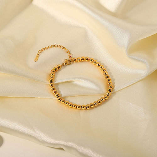 Bracelet à perles géométriques en acier inoxydable plaqué or 18 carats, nouveau style