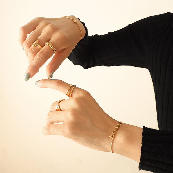 Kugelperlen-Doppelschicht-Spleißkette Titanstahl 18K Armband weiblich