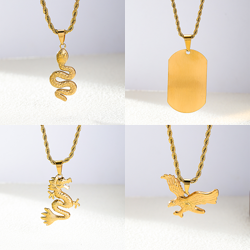 Hip-Hop Basic Cool Style Snake Eagle Stainless Steel  Plating 18K Gold Plated Necklace